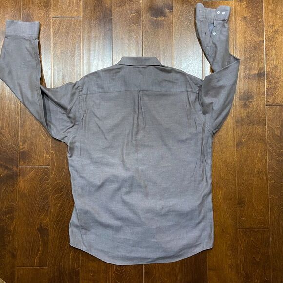 Donna Karen Signature Button Front Cotton Gray Dress Shirt Men's Size Large - Picture 5 of 8